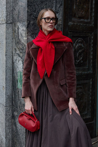 Çift Kat Fular Atkı Kırmızı