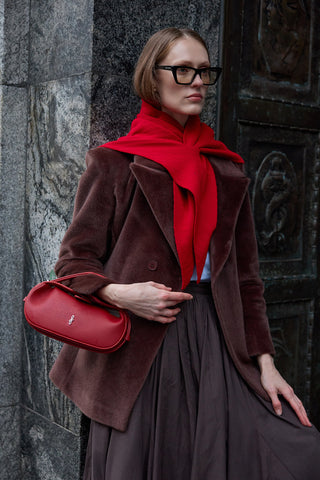 Çift Kat Fular Atkı Kırmızı