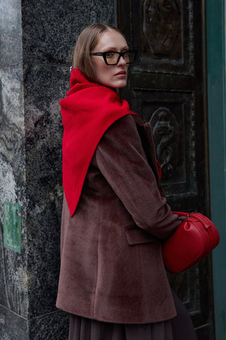 Çift Kat Fular Atkı Kırmızı