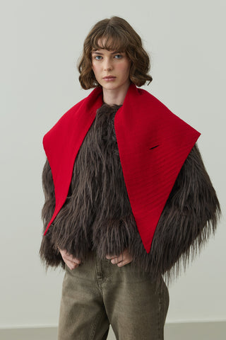 Çift Kat Fular Atkı Kırmızı