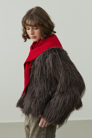 Çift Kat Fular Atkı Kırmızı