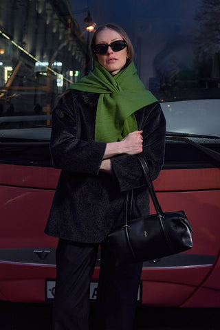 Çift Kat Fular Atkı Yağ Yeşili