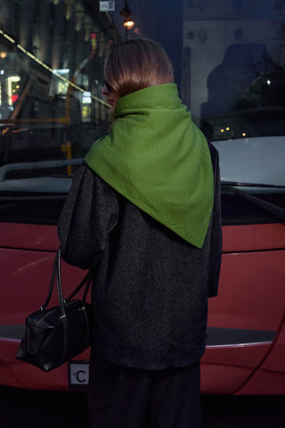 Çift Kat Fular Atkı Yağ Yeşili