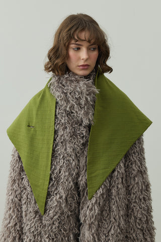 Çift Kat Fular Atkı Yağ Yeşili