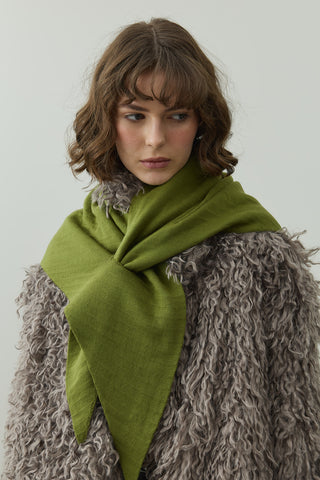 Çift Kat Fular Atkı Yağ Yeşili