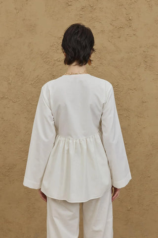 Çift Kat Kruvaze Kimono Ekru - Fahhar Design