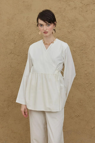 Çift Kat Kruvaze Kimono Ekru - Fahhar Design