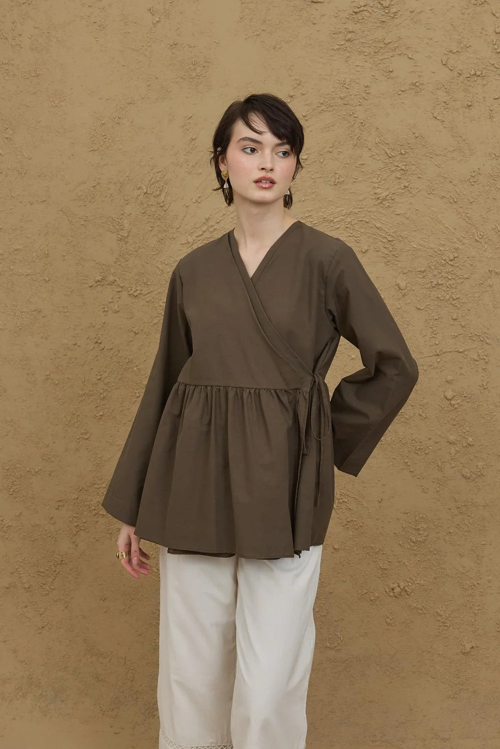 Double Breasted Kimono Khaki