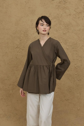 Çift Kat Kruvaze Kimono Haki