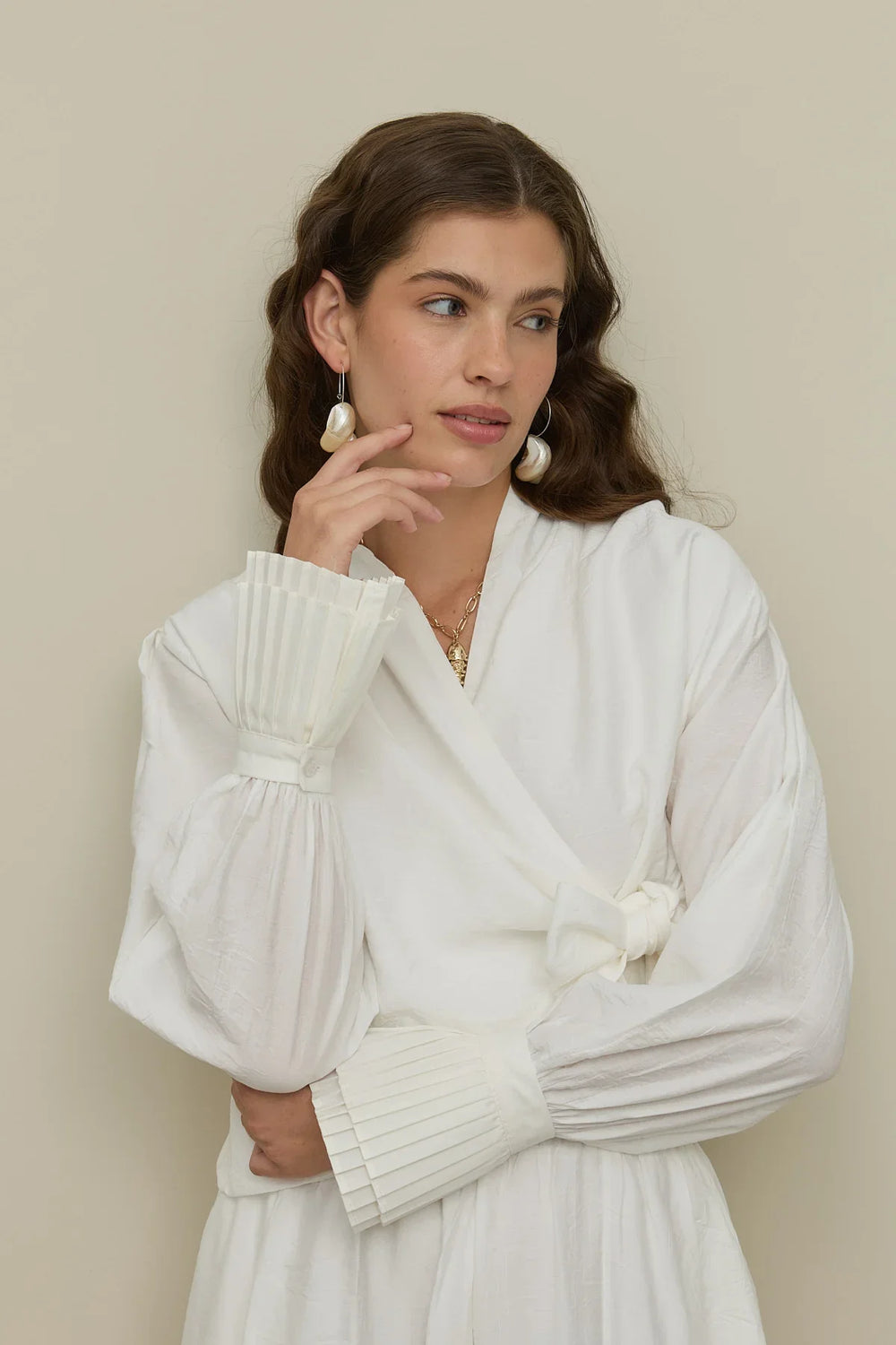 Double Pleated Cuff White