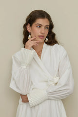 Çift Kat Pilise Manşet Beyaz