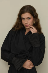 Çift Kat Pilise Manşet Siyah