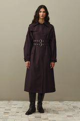 Çift Kemerli Trençkot Acı Bordo