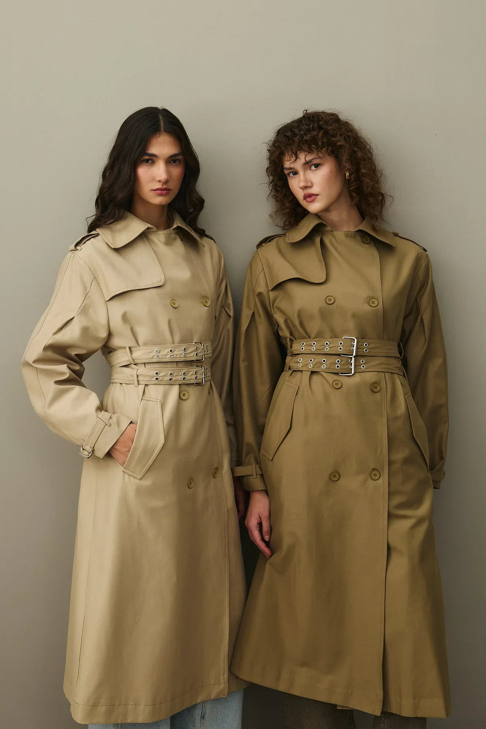 Double Belted Trench Coat Khaki