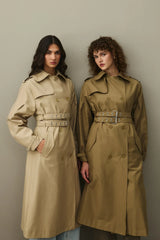 Çift Kemerli Trençkot Haki