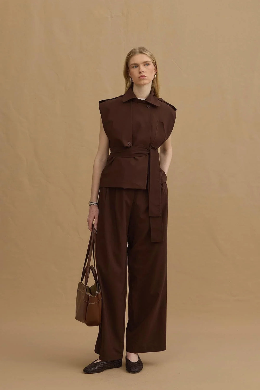 Double Pleated Trousers Bitter Brown