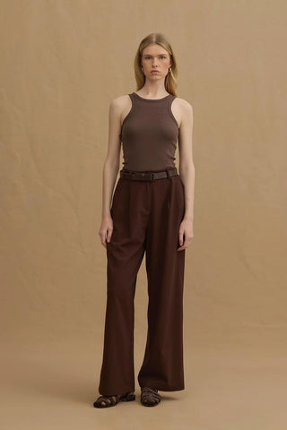 Çift Pilili Pantolon Acı Kahve - Fahhar Design