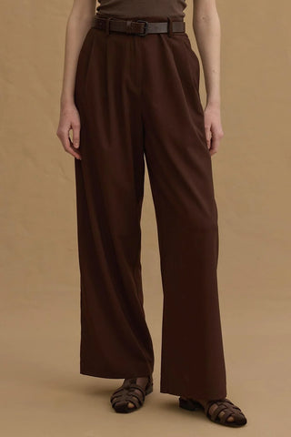 Çift Pilili Pantolon Acı Kahve - Fahhar Design