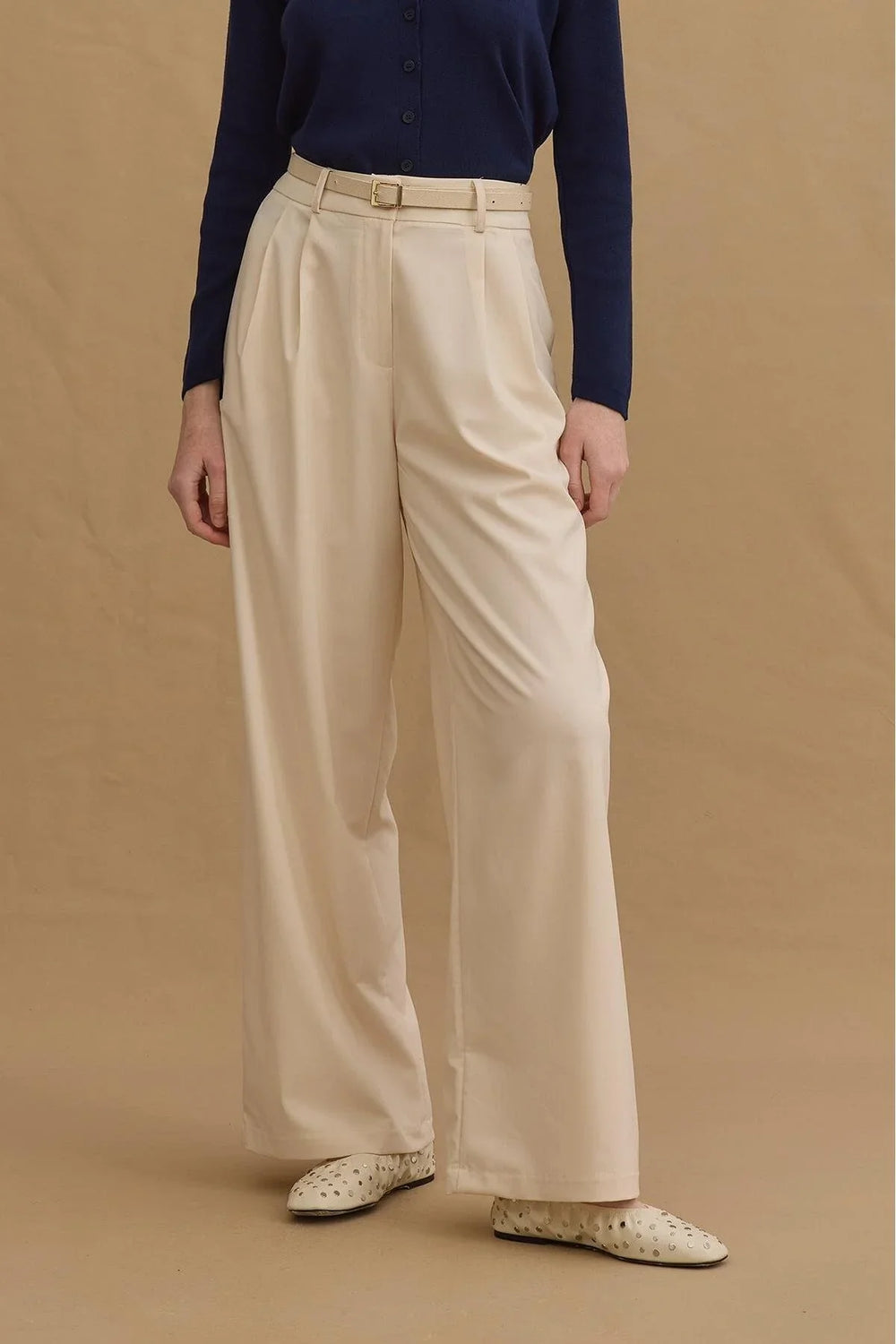 Double Pleated Trousers Ecru