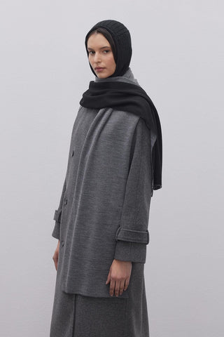 Çift Yönlü Atkı Gri- Siyah