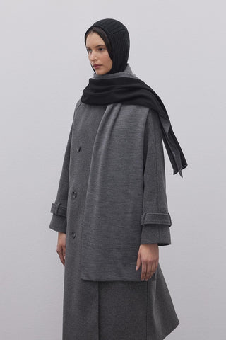 Çift Yönlü Atkı Gri- Siyah