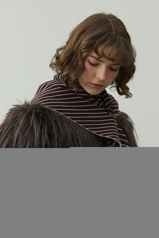 Çift Yönlü Çizgili Fular Atkı Bordo