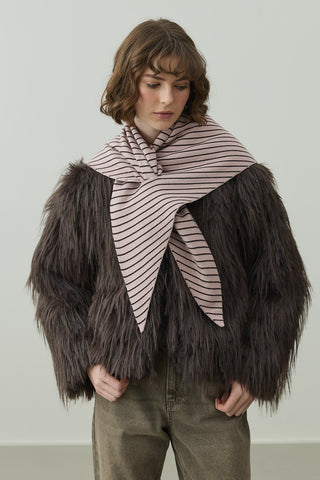 Çift Yönlü Çizgili Fular Atkı Bordo