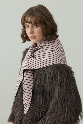 Çift Yönlü Çizgili Fular Atkı Bordo