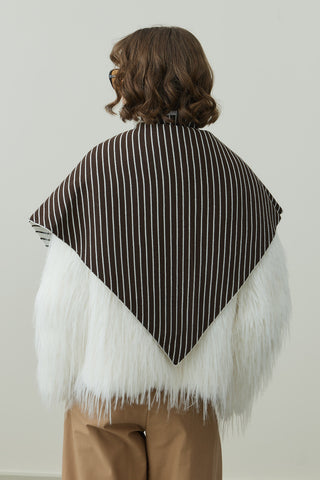 Çift Yönlü Çizgili Fular Atkı Kahverengi