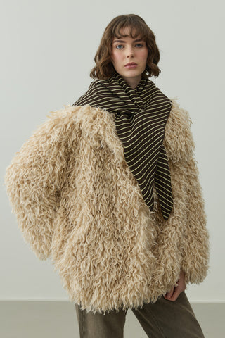 Çift Yönlü Çizgili Fular Atkı Sarı