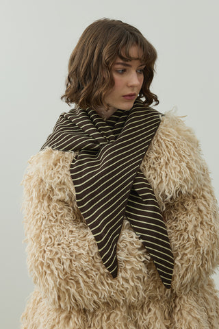 Çift Yönlü Çizgili Fular Atkı Sarı