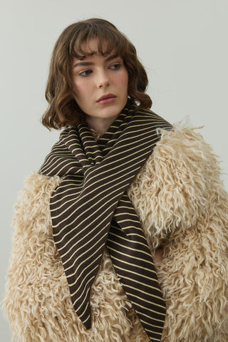 Çift Yönlü Çizgili Fular Atkı Sarı