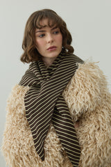 Çift Yönlü Çizgili Fular Atkı Sarı