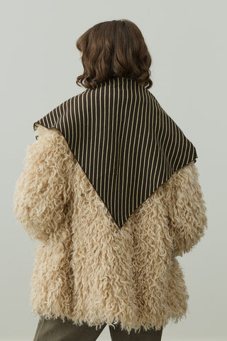 Çift Yönlü Çizgili Fular Atkı Sarı