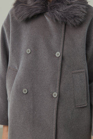 Çıkarılabilir Kürklü Bomb Kaban Gri