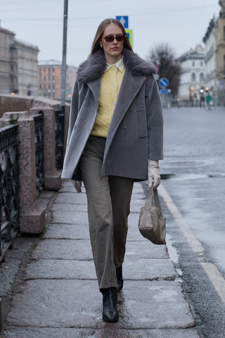 Çıkarılabilir Kürklü Bomb Kaban Gri