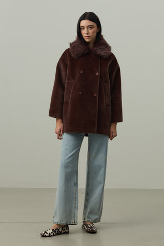 Çıkarılabilir Kürklü Bomb Kaban Kahverengi