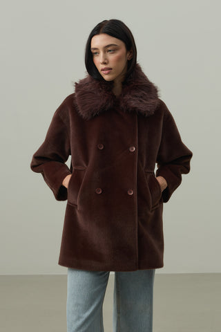 Çıkarılabilir Kürklü Bomb Kaban Kahverengi