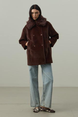 Çıkarılabilir Kürklü Bomb Kaban Kahverengi