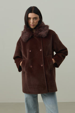 Çıkarılabilir Kürklü Bomb Kaban Kahverengi