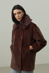 Çıkarılabilir Kürklü Bomb Kaban Kahverengi