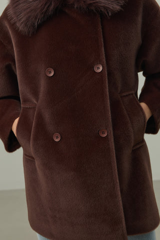 Çıkarılabilir Kürklü Bomb Kaban Kahverengi