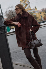 Çıkarılabilir Kürklü Bomb Kaban Kahverengi