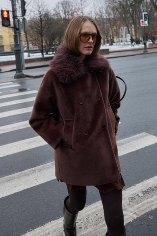 Çıkarılabilir Kürklü Bomb Kaban Kahverengi