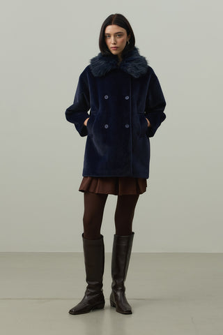 Çıkarılabilir Kürklü Bomb Kaban Lacivert