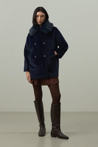 Çıkarılabilir Kürklü Bomb Kaban Lacivert