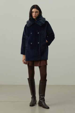 Çıkarılabilir Kürklü Bomb Kaban Lacivert