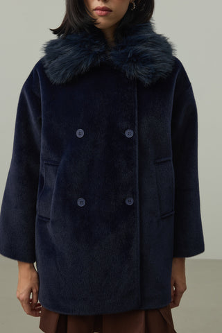 Çıkarılabilir Kürklü Bomb Kaban Lacivert