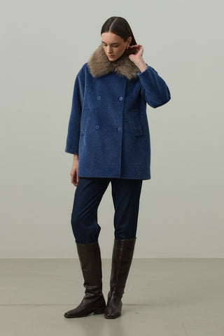 Çıkarılabilir Kürklü Bomb Kaban Mavi