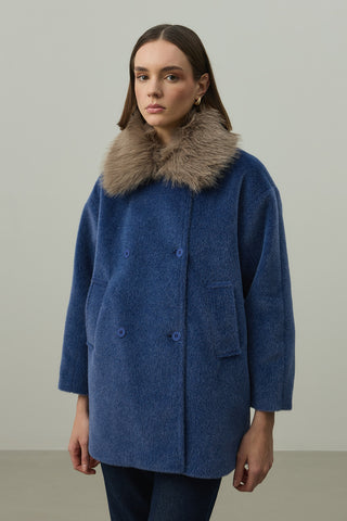 Çıkarılabilir Kürklü Bomb Kaban Mavi